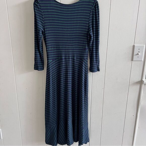 ANTHROPOLOGIE MAEVE Flores Blue Green Ribbed Striped Midi Dress Medium - Picture 4 of 15
